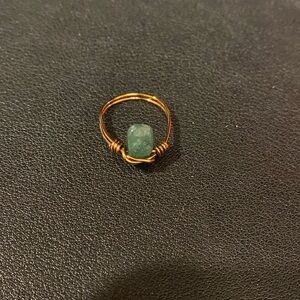 Wire-wrapped jade ring